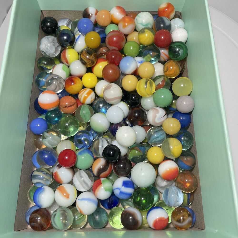 Vintage Glass Marbles Lot in Atlas Mason Jar Mixed Colors Swirls Bulk Common - Picture 7 of 14